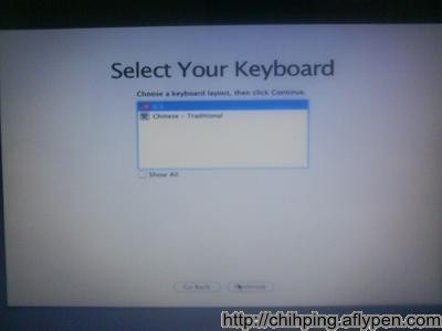 選擇snow ledpard鍵盤layout