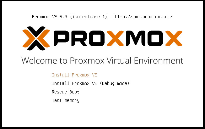 Start VM, Choose Install Promox VE.
