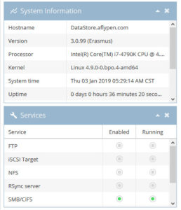 OpenMediaVault 3.0.99 iSCSI installed