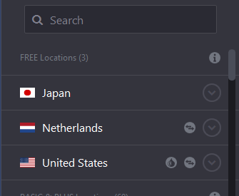 免費VPN帳號 有3個國家